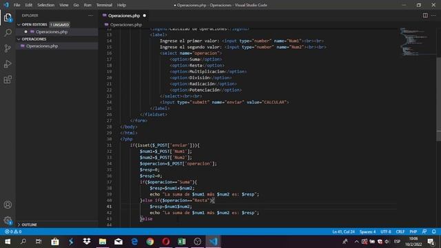 Operaciones matemáticas en PHP | En Visual Studio Code смотреть онлайн