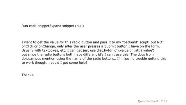 HTML : Get Dojo Radio Button Value? смотреть онлайн