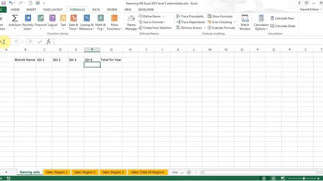 MS Excel 2013 level 2 module 1 video 1 Naming Cells смотреть онлайн