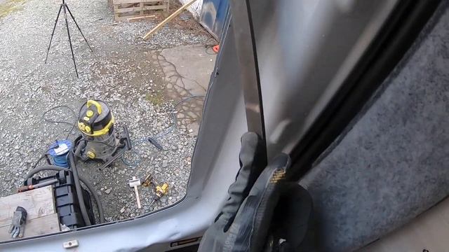 Installing rear door windows! DIY Ford Transit Van Conversion смотреть онлайн