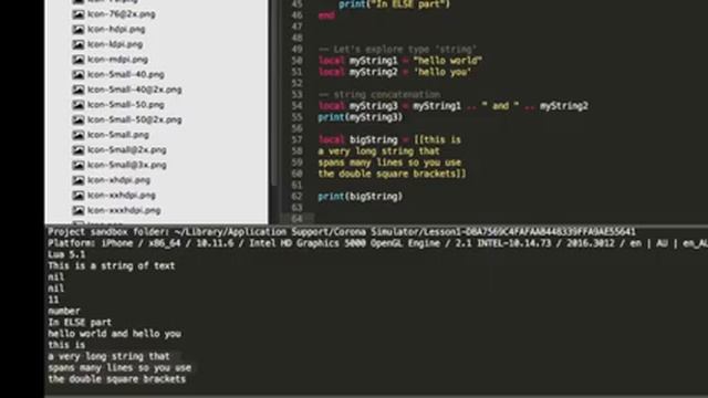 Learn Lua and Corona SDK: Lesson 1c - Variables, Types, Comments and Print() смотреть онлайн
