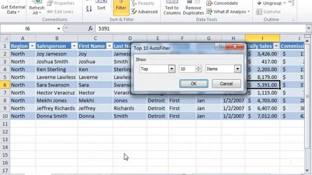 Excel 2010 Tutorial Using the Top 10 AutoFilter Microsoft Training Lesson 25.2 смотреть онлайн