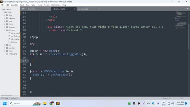 Part 4 - Making nav menu - Job board website - OOP PHP PDO - 4K смотреть онлайн