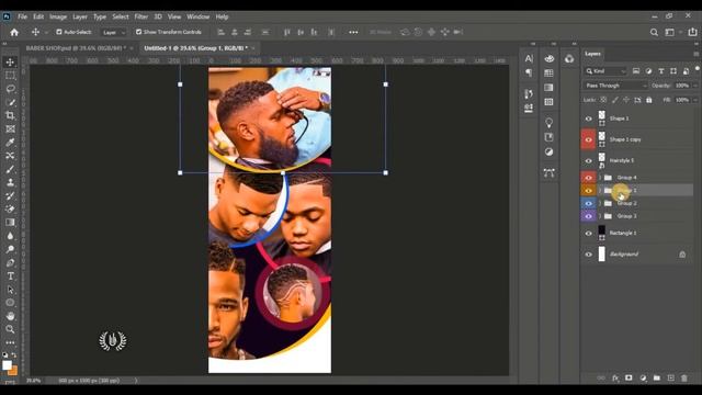 How to design a creative barbering shop banner using | Easy? | PHOTOSHOP TUTORIAL смотреть онлайн