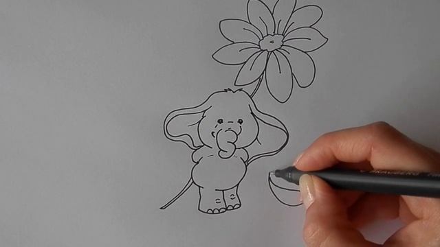 Как ПРОСТО нарисовать МИЛОГО СЛОНИКА С ЦВЕТОЧКОМ/545/How TO draw a CUTE ELEPHANT with a FLOWER смотреть онлайн