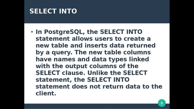Select and Select Into Query in PostgreSQL || Malayalam Tutorial смотреть онлайн