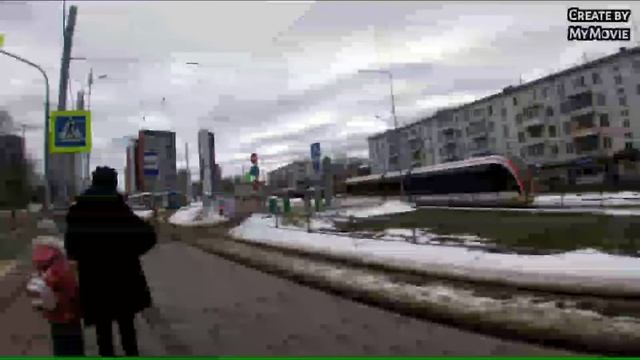 Трамвай 4л. Кольцевой. "метро Бульвар Рокоссовского" - "метро Бульвар Рокоссовского" // 13.02.2022 смотреть онлайн