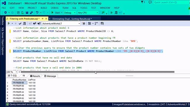 SQL Server Data Filtering Using WHERE, IN, BETWEEN, AND, OR, NOT смотреть онлайн