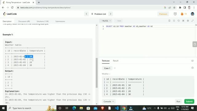 LeetCode 197. Rising Temperature Solution Hindi || 197. Rising Temperature Solution sql смотреть онлайн