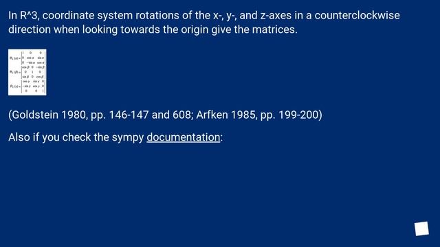 Sympy direction of rotation matrices смотреть онлайн