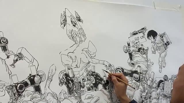 Live drawig at Daniel Maghen gallery inParis. смотреть онлайн