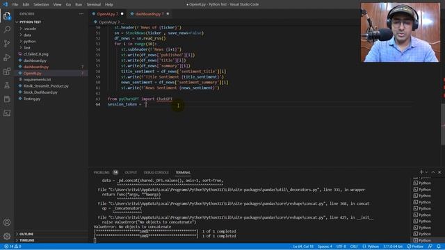 OpenAI Chat GPT in Streamlit Stock Dashboard in Python ? смотреть онлайн