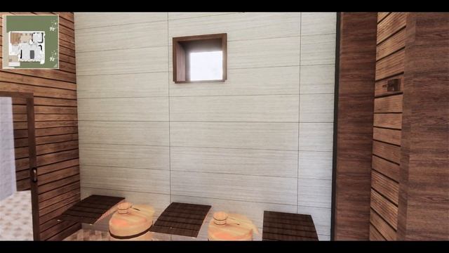 Проект бани с комнатой отдыха, с плоской крышей из газобетона №205, площадью 50 м2 смотреть онлайн