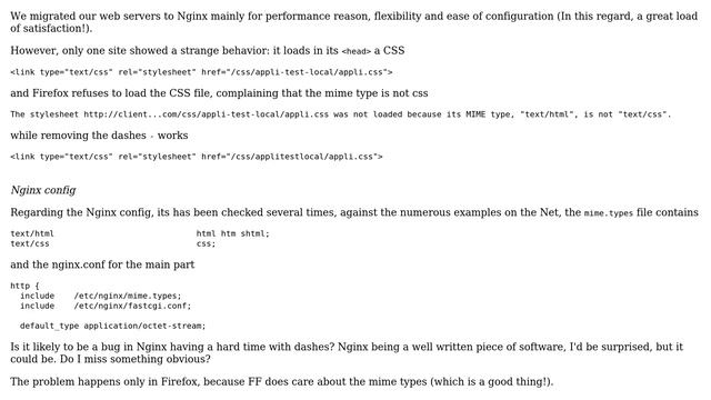 DevOps & SysAdmins: Nginx gives an incorrect CSS mime type when path contains dashes смотреть онлайн