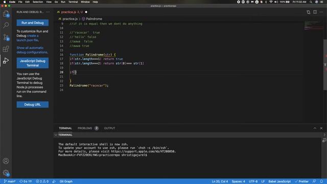 isPalindrome using recursive method in Javascript #isPalindrome #Palindrome #javascript смотреть онлайн