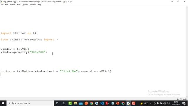 Write Python GUI program to display an alert message when a button is pressed slip 10th A смотреть онлайн