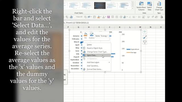 How to add a reference line to a horizontal bar chart in Excel смотреть онлайн