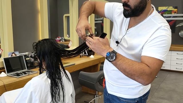 I CUT MY WIFE'S HAIR ( How To Do a Layered Haircut - Hairwash Sound ) смотреть онлайн