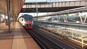 МЦД|МЦК|Железнодорожная станция Окружная прибывает поезд ЭП2д и отправление ЭС2Г электричка Ласточка
