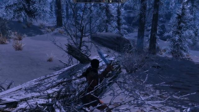 Skyrim Snowy Mountains Clear Sunny Morning Wooded Area смотреть онлайн