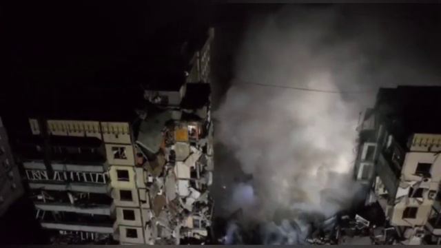 Днепр, прилёт, последствия,вид с дрона 15 января 2023 г. смотреть онлайн