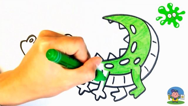 Как нарисовать КРОКОДИЛА / Раскраска КРОКОДИЛ малышам / How to Draw a Crocodile смотреть онлайн