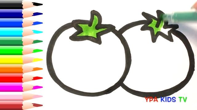 Как нарисовать и раскрасить ПОМИДОРЫ. Стихи и загадки про помидоры для детей. смотреть онлайн