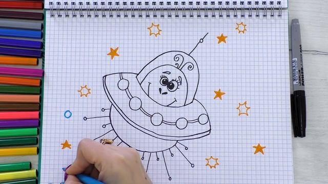 Простые рисунки по клеточкам. Как нарисовать НЛО смотреть онлайн