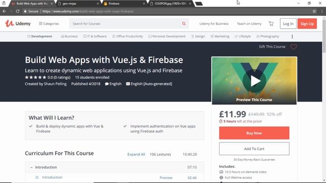 Updated Vue & Firebase Course (Udemy) смотреть онлайн