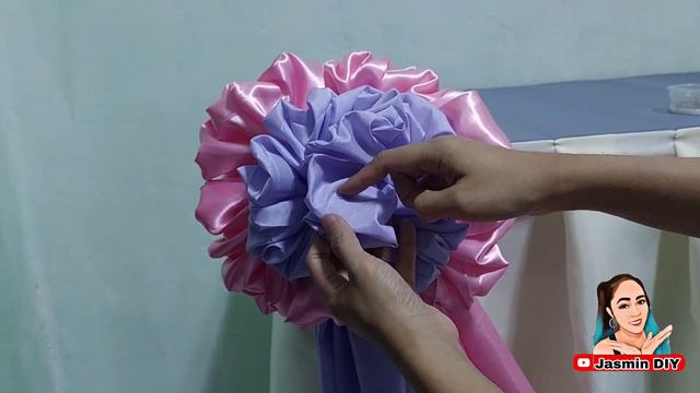 ROSE FLOWER ONESIDE SCALLOP PINK AND PURPLE COMBINATION #diy #tutorial #TableSkirting