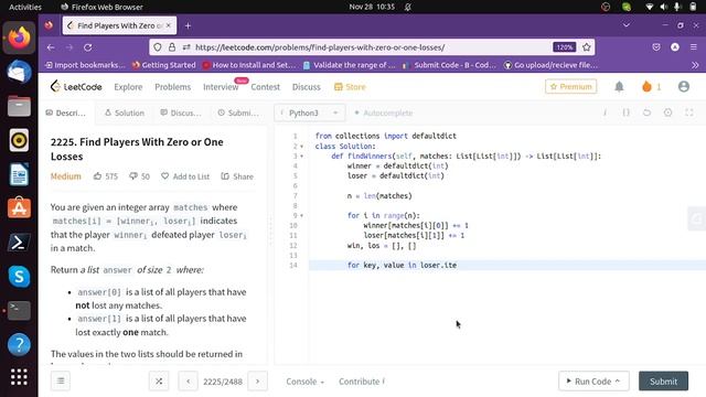 2225 Find Players With Zero or One Losses Solution in PYTHON @m-coders смотреть онлайн