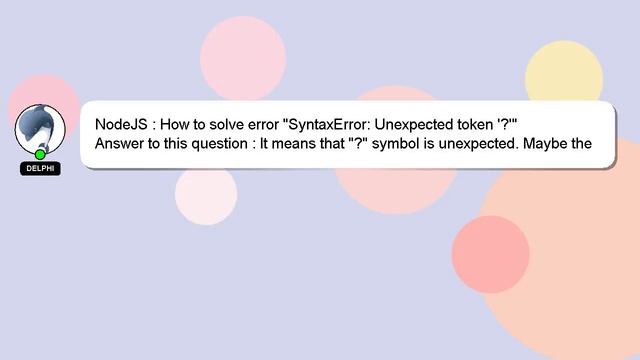 NodeJS : How to solve error "SyntaxError: Unexpected token '?'" смотреть онлайн