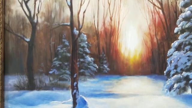 Зимний пейзаж маслом на холсте. Художник: Алёна Савченко (Lukian). смотреть онлайн
