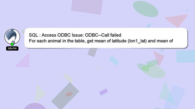 SQL : Access ODBC Issue: ODBC--Call failed смотреть онлайн