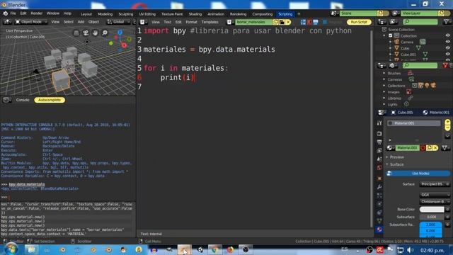 Blender 2.8 borrar multiples materiales usando python o de forma visual смотреть онлайн