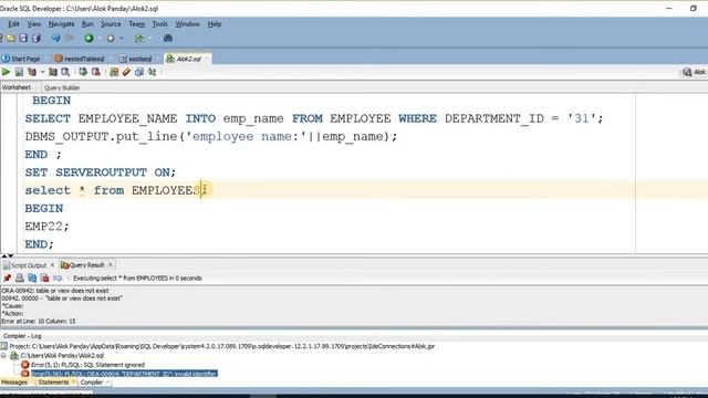 pl-sql tutorial in Hindi lec 7 (pl sql procedure param and non param) смотреть онлайн
