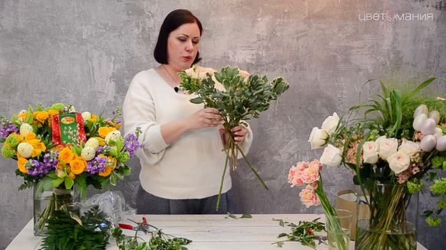 Сборка букета на каркасе из проволоки. Весенний букет. смотреть онлайн