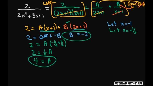 Evaluate the Definite Integral 2/(2x^2 + 3x +1) dx . Partial Fraction Decomposition. Ex3 смотреть онлайн