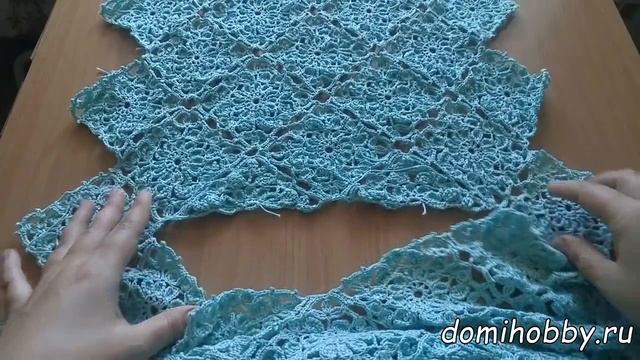 Кофточка крючком из квадратных мотивов. Часть 2. смотреть онлайн