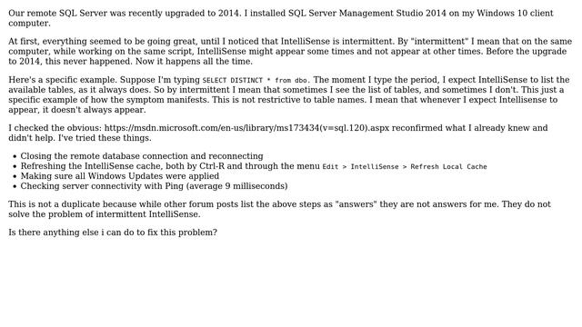 How to fix SQL Server Management Studio 2014 IntelliSense when intermittent? (2 Solutions!!) смотреть онлайн