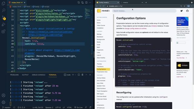 Reveal JS — HTML Presentation Framework (2 of 6, Markup and config options) смотреть онлайн
