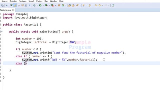 Java Program to Find the Factorial of a Large Number using BigInteger смотреть онлайн