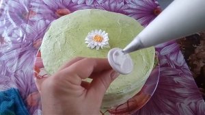 Украшение торта  БелковоЗаварнымКремом. Торт "Ромашки"    Chamomile Cake