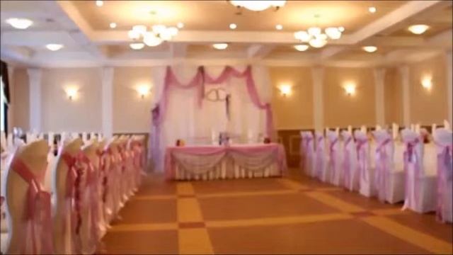 Бело-сиреневое оформление свадебного зала смотреть онлайн