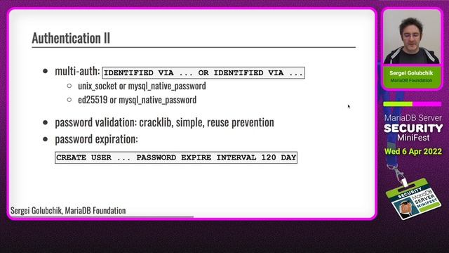 Sergei Golubchik - MariaDB: Security Features смотреть онлайн