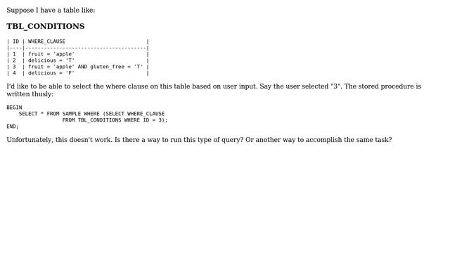 Databases: Oracle: How can I create a where clause programmatically? смотреть онлайн
