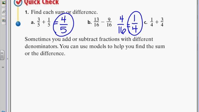 Lesson 3 2 Adding And Subtracting Fractions