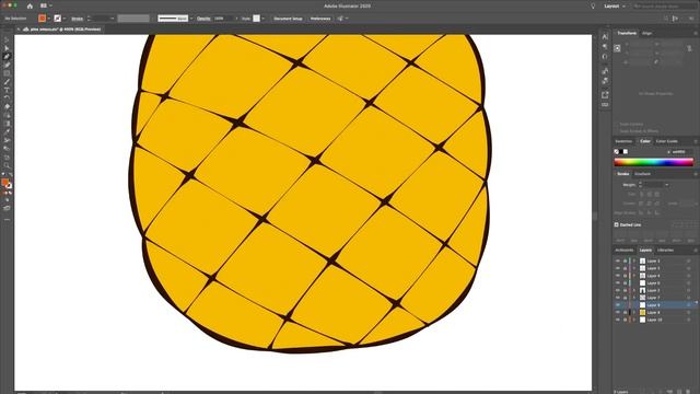 How to vectorize Pineapple sketch - Adobe Illustrator Timelapse смотреть онлайн