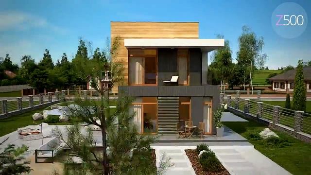 Проект дачного двухэтажного дома Z397 от Z500 смотреть онлайн