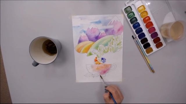 "Душистый чай", рисуем акварелью и фломастерами. смотреть онлайн